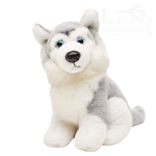Plüss szürke husky ülő