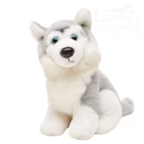 Plüss szürke husky ülő