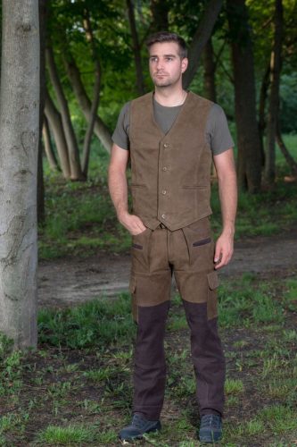 Edelwild férfi egyszínű bivalybőr mellény 50