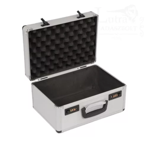 Lőszertartó koffer ezüst színű