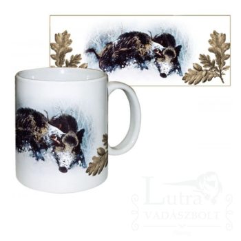 Bögre színes vadmotívummal havas vaddisznó